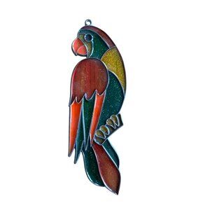 Stained Glass Parrot Suncatcher Hanging Ornament Art Decor